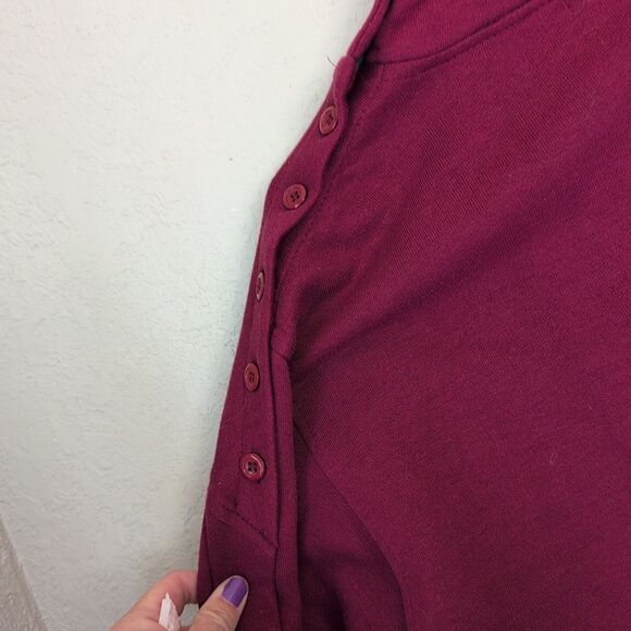 vintage chinawear By Morsley women's S Mock Neck Embroider Maroon Button Sweater - Picture 5 of 7